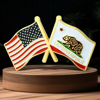 Stock Crossed Flag Pin (USA & USA)