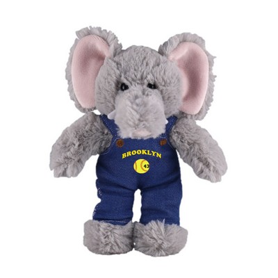 Soft Plush Stuffed Elephant in denim overall