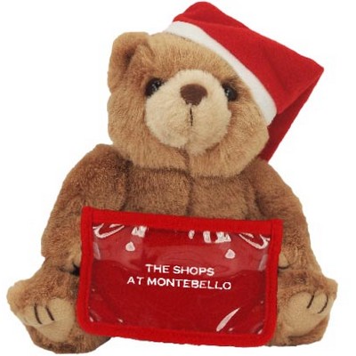 8" Santa Bear w/Gift Card Holder Stuffed Animal w/One Color Imprint