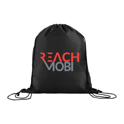 210D Heavy Duty Drawstring Tote Bag - Black