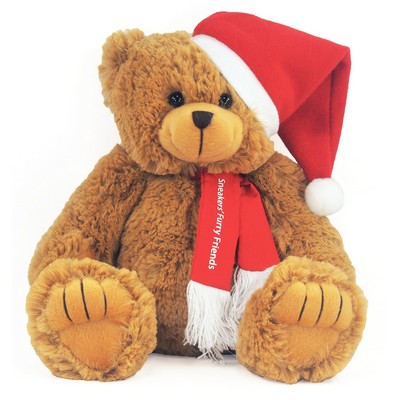 12" Santa Peter Bear w/One Color Imprint Stuffed Animal