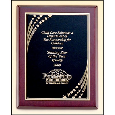 Rosewood Piano Finish Plaque with Brass Plate (9" x 12")