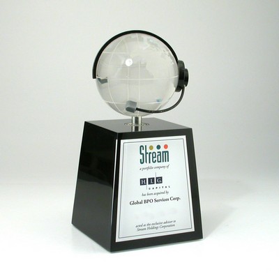 3" Globe Lucite® Embedment Award on Base (3 3/4" x 3 3/4" x 4")