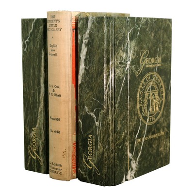 Jade Leaf Green Book Shape Marble Bookends