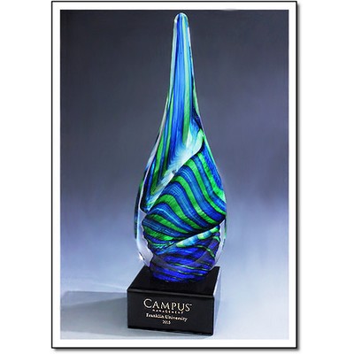 Amazon Art Glass Sculpture w/ Marble Base (3"x7")