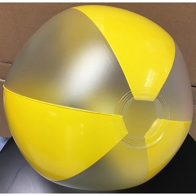 16" Inflatable Beach Ball w/ 3 Frosted Panels & 3 Yellow Panels