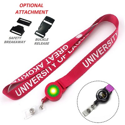 3/4" Polyester Lanyard with Retractable Reel Combo