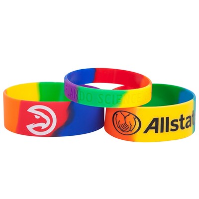 3/4" Segmented Rainbow Silicone Wristband