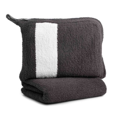 Travel Blanket - Stripe - Chenilla Fine™ - Slate / White - 32*48