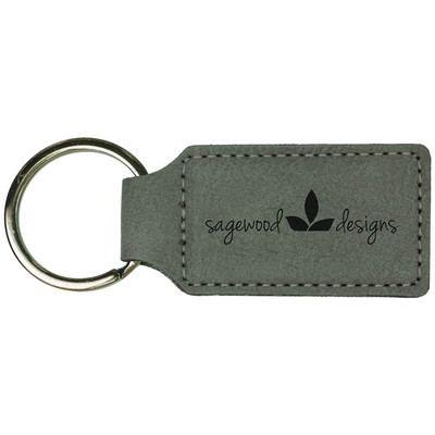 Leatherette Gray Keychain (2.75" x 1.25")