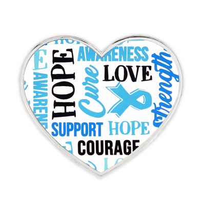 Light Blue Heart Awareness Words Pin