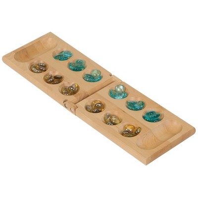 5" x 8.5" - Wood Game - Mancala Board and Pieces