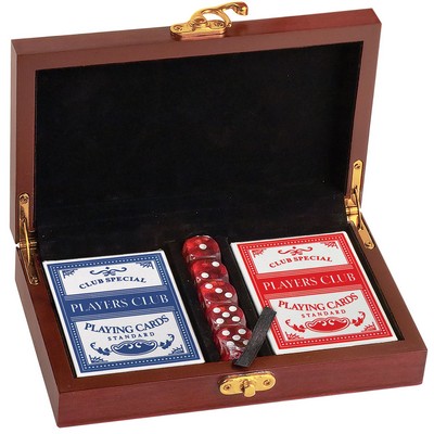 4.5" x 7.5" - Wood Game - Card and Dice Set