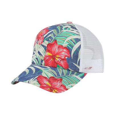 Floral Print Mesh Cap