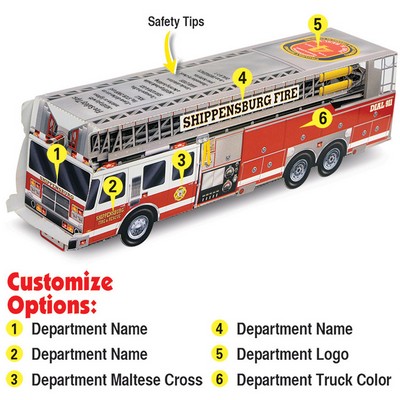 Custom Printed Paper-Stock Pop-Up Ladder Fire Truck