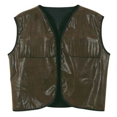 Faux Brown Leather Western Vest w/ Fringe