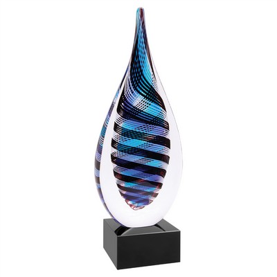 Twisted Rain Drop Art Glass Award 12"H