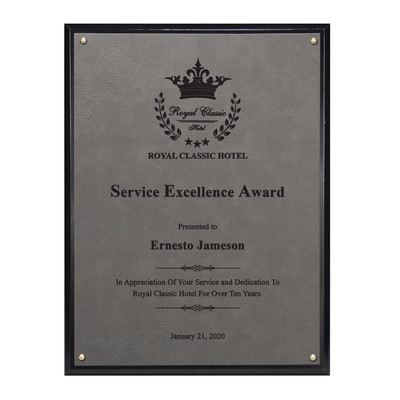 Classic Leatherette on Black Plaque - Grey