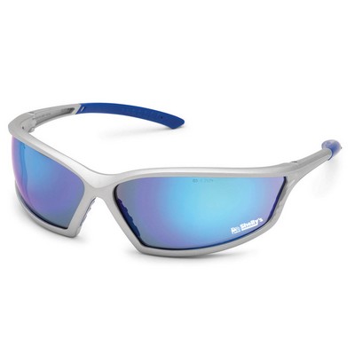 Silver frame, horizon blue lens, 4X4 safety glass