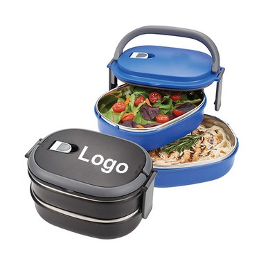 Two Tier Insulated Oval Lunch Box