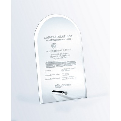 Beveled Arch Jade Glass Award with Aluminum Pole, Large (6-1/2"x10")