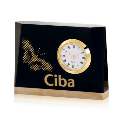 Acheson Clock - Black/Boticino Marble 4" Wide