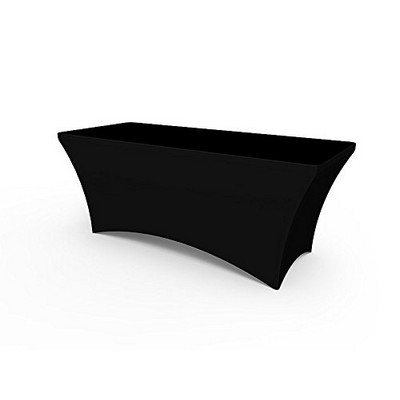 Black Fitted Stretch Table Cover - 4 Ft. - Blank