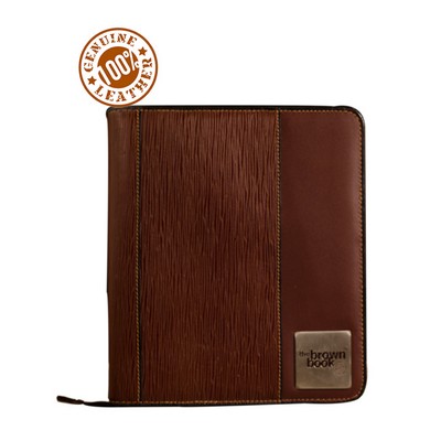 The Brown Book - Genuine Leather Planner & Organizer with Zip Around Closure (9.5"x8")