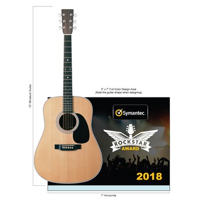 7"x5" Glass Frame Rockstar Guitar Award (10" Acoustic Mini Guitar)