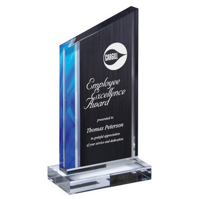 Blue Deco Slanted Peak Acrylic Award, Large (4-1/2"x8-3/4")