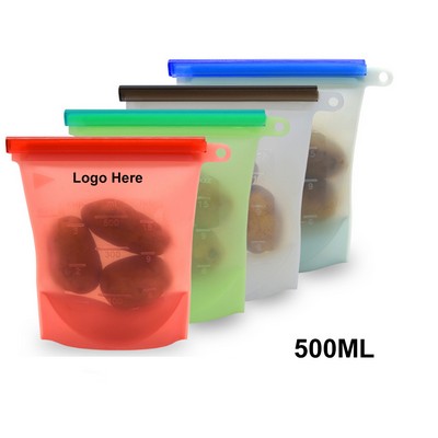 Reusable Silicone Fresh Food Storage Bag W/ 1 Color Logo