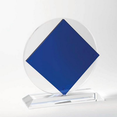 Blue Summit Diamond optical crystal award/trophy. 9"H x 8-3/8"W x 3-1/8"D