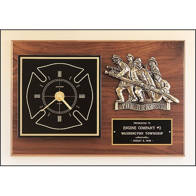 Walnut Piano Finish Plaque, Fireman, 12x18"