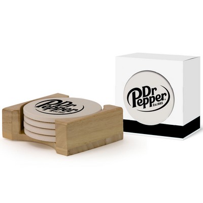 4pc Round Coaster Set In Gift Box