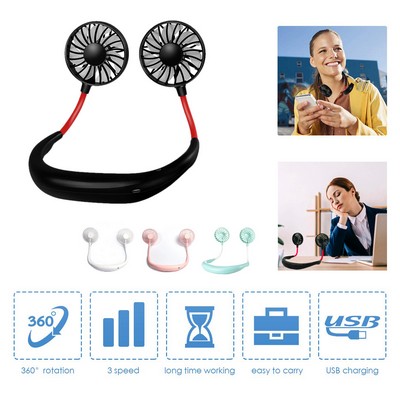 Rechargeable USB Hanging Neck Fan For Travel Reading Sports