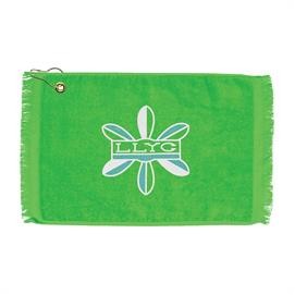 Premium Fringed Velour Golf Towel w/ Corner Hook & Grommet (Color Imprinted - Specialty Printed)