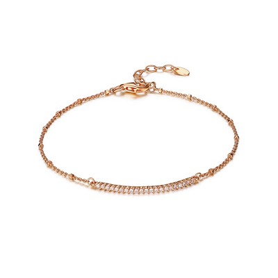 Diamondlite Cubic Zirconia Delicate Layering Bar Bracelet - Rose Gold