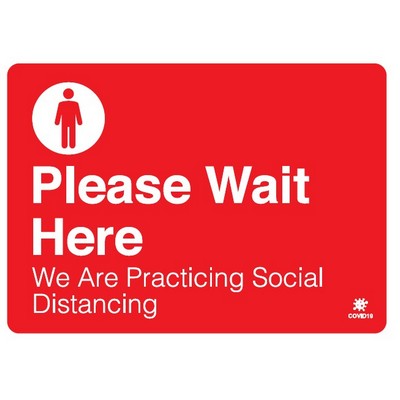 Please Wait Here COVID-19 Wall and Window Decal Graphic