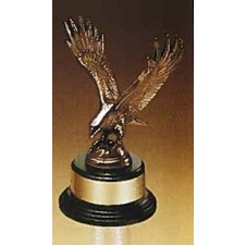 Fully Modeled Antique Bronze Eagle Casting Award w/Black Piano-Finish Base