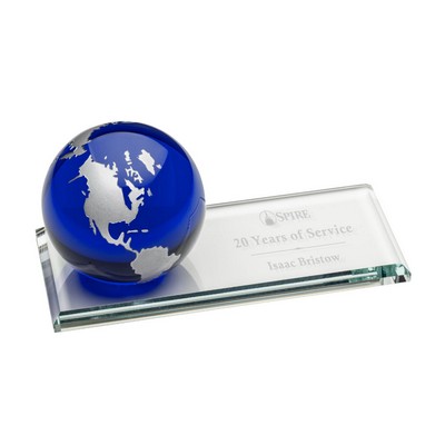 Fairfield Globe Award - Starfire/Blue/Silver 3" Diam