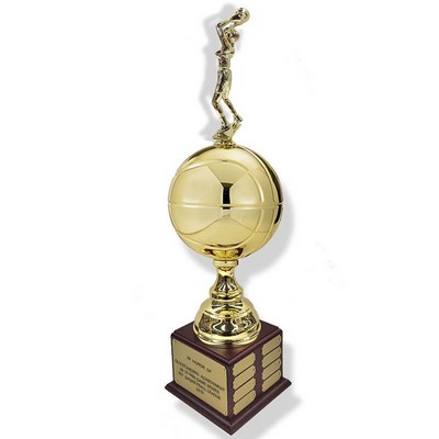 30" Gold Basketball Perpetual Trophy w/Female Figure