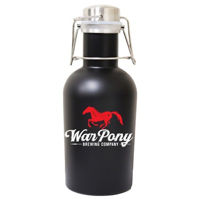 32 Oz. Single Wall Stainless Steel Beer Growler with Swing Top, Matte Black