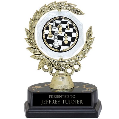 6" Spinner Wreath Trophy w/2" Chess Insert