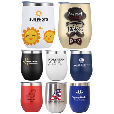 12 Oz. Double Wall Stainless Steel Vacuum Insulated Wine Tumbler