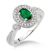 Jilco Inc. White Gold Diamond & Emerald Ring