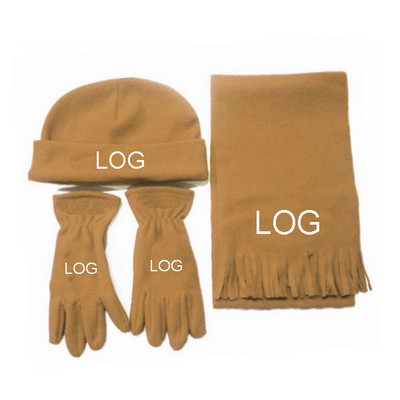 3 Piece Polar Fleece Hat/ Scarf & Glove Set