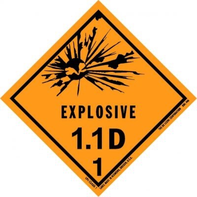 Explosive, 1.1D HazMat Vinyl Labels - 4" x 4"