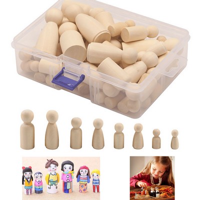 50 Pack Unfinished Wood Brownen Peg Dolls