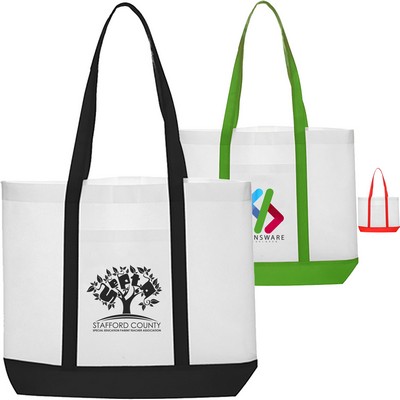 Non-woven Trim Color W/ Gusset Tote Bag (18" x 14" x 3")