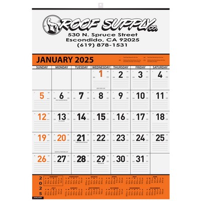 Orange Contractor Calendar w/1 Color Imprint